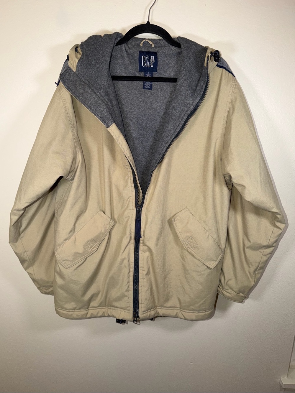 Vintage Y2K GAP Zip Up Fleece Lined Nylon Windbreaker Utility Outdoors Jacket